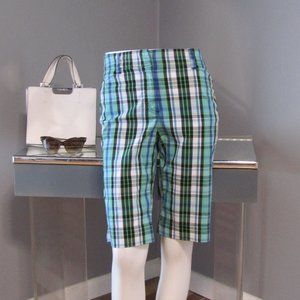 Jones New York Stretch Green Blue Bermuda Shorts